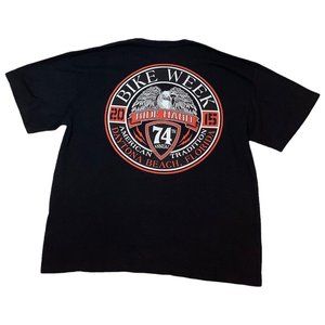 Daytona Beach Florida 74th Bike Week 2015 Black T Shirt Men's Size XL Cotton